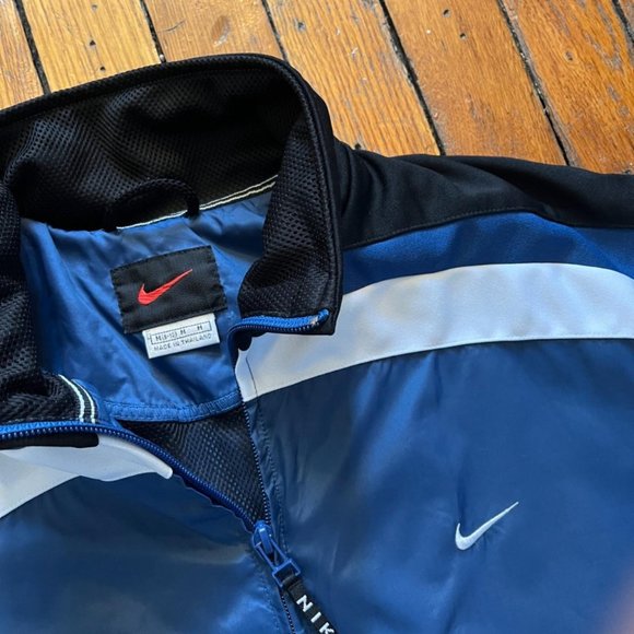 Vintage‎ 90s Nike 1992 Women's Blue Black White Zip Windbreaker Track Jacket - Picture 4 of 4